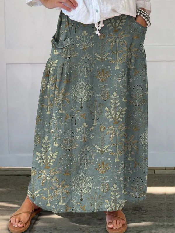 Woodland Vegetation Pattern Printed Women&