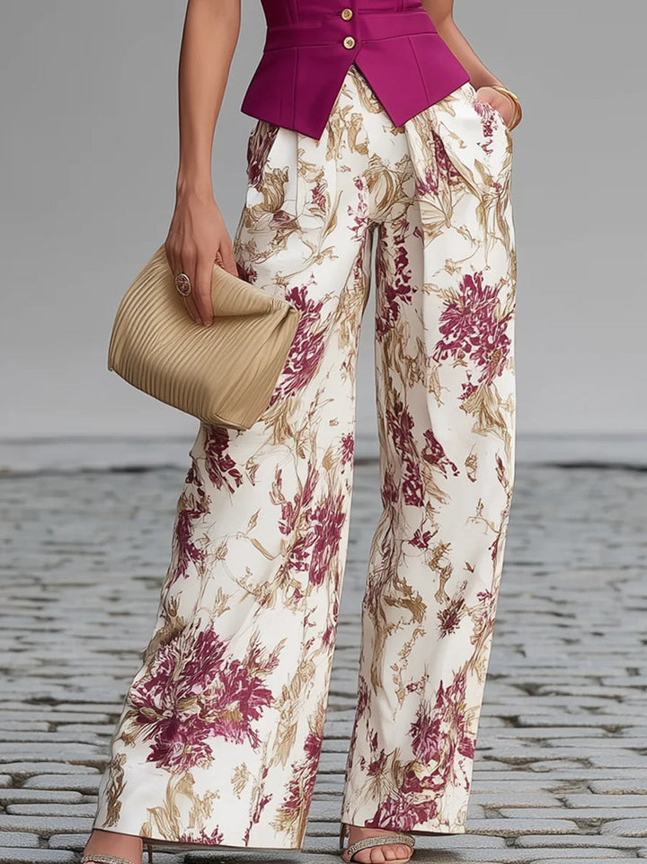 Florence™ | Floral Vest &amp; Wide-Leg Pants Set