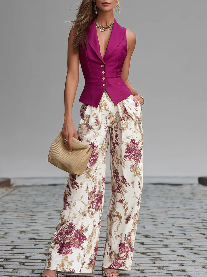 Florence™ | Floral Vest &amp; Wide-Leg Pants Set