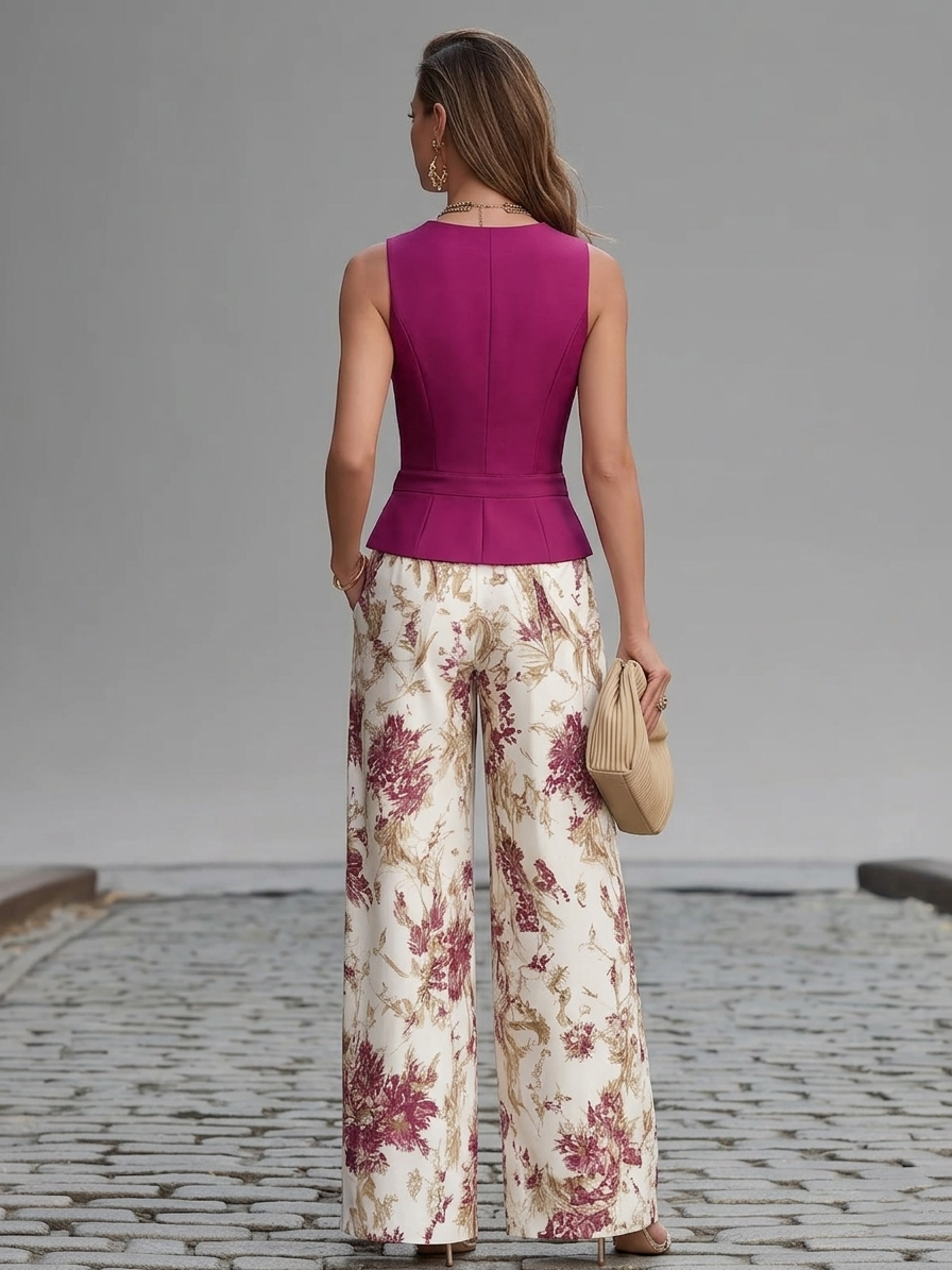 Florence™ | Floral Vest &amp; Wide-Leg Pants Set
