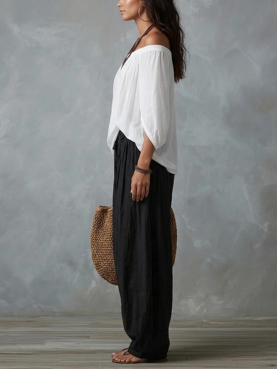 Bianca™ | Off-Shoulder Top &amp; Lantern Pants Set