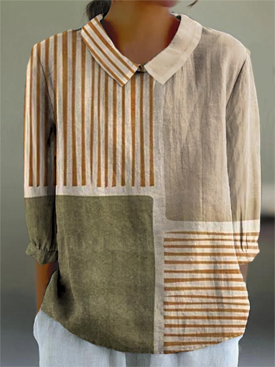 Pleated Sleeve Blouse with Ivy Design